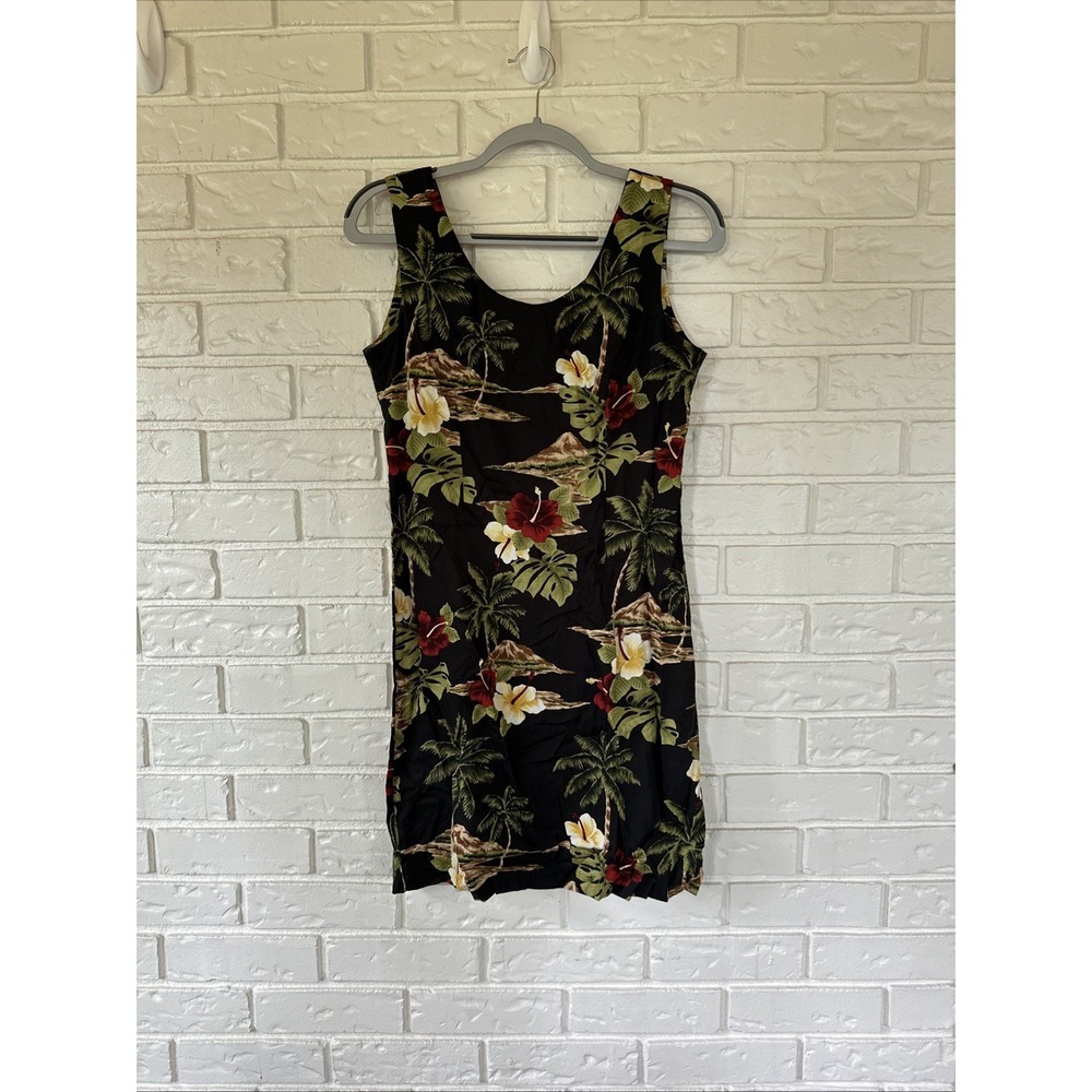 Paradise Found Women's M Vintage Mini Dress 100% Rayon Floral Hawaiian Print